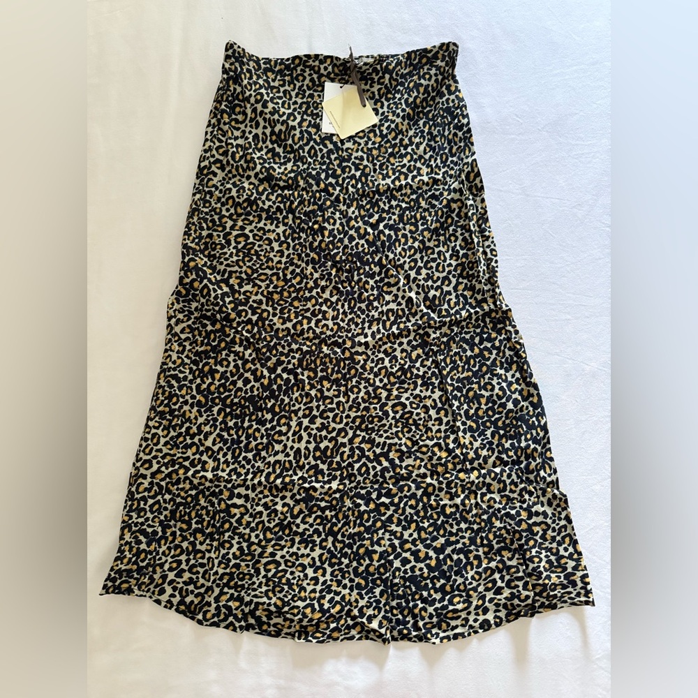Dress Forum Los Angeles - Beige/Black Leopard Print Maxi Skirt Zip Back Sz Large